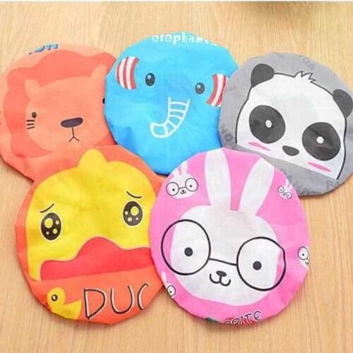 1Pc Home Cartoon Animal Shower Cap Shower Caps Cute Adult Waterproof PVC Lady Hair Protective Cap Plastic Shower Caps