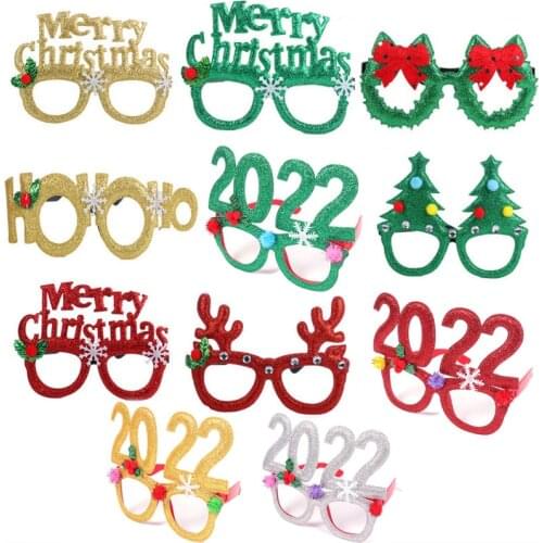 1pcs Christmas Decoration for home 2022 New Year Santa Glasses photo Frame Xmas Ornament Natal Navidad Decor New Year Kids Gifts