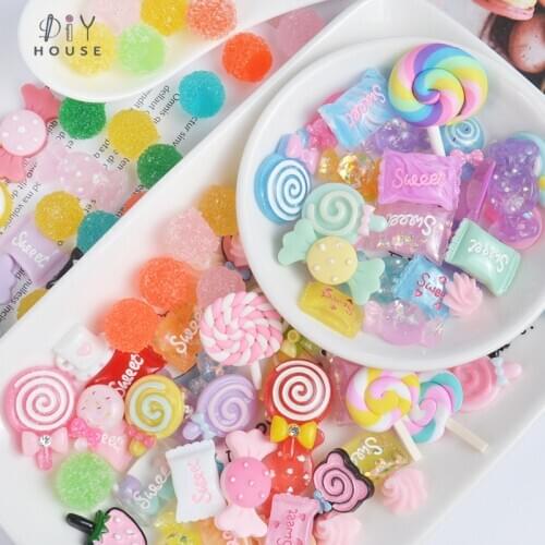 10-50Pcs Kawaii Candy Flat Back Resin DIY Craft Supplies Phone Shell Decor Patch Ornament Kids Toys Hair Accessories Materials