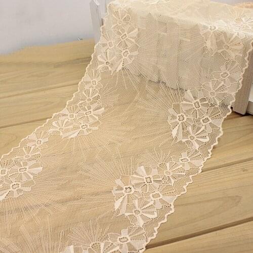 3M 23.5cm wide Skin color elastic mesh embroidery lace DIY curtain tablecloth sofa skirt pants clothes lace fabric AC199