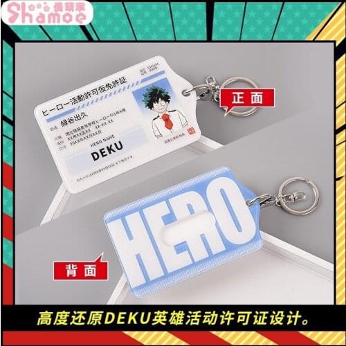 Anime My Academia Boku no Hero Asui Tsuyu OCHACO URARAKA Acrylic Student Cards Holder Keychain Pendant Cosplay Props Key Rings
