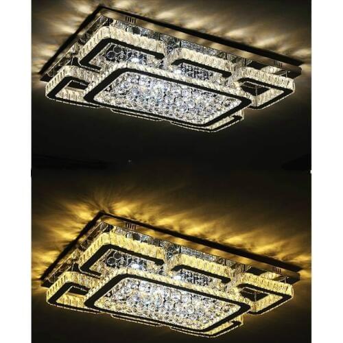 Free Shipping Stainless Steel Modern Ceiling Lamps k9 Crystals LED Square Crystal Ceiling Lights for Dining Room AC 110V-260V