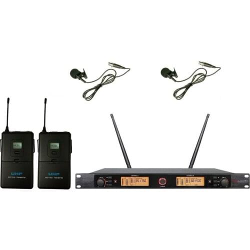Bolymic Professional Dual Channels UHF lapel lavalier wireless microphone system