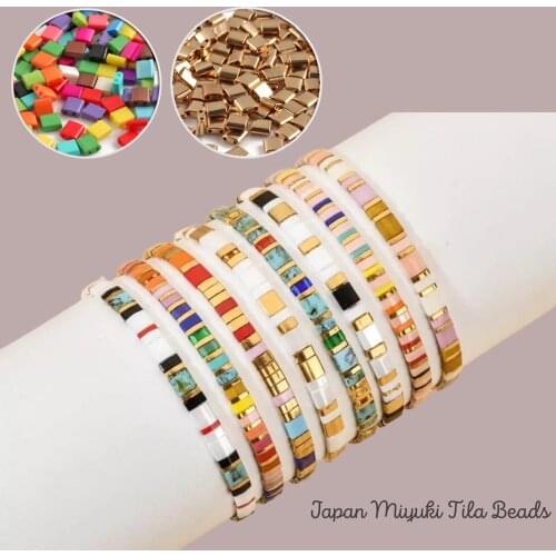 Two Holes Beads Taidian Miyuki Seedbeads for Jewelry Making DIY Tila Bracelets Accessorie Summer Beach Jewelry 5x5x2mm 50pcs/lot