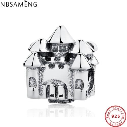 New Authentic 100% 925 Sterling Silver Charm Beads Castle Charms Fit Original Bracelet & Bangle DIY Women Jewelry
