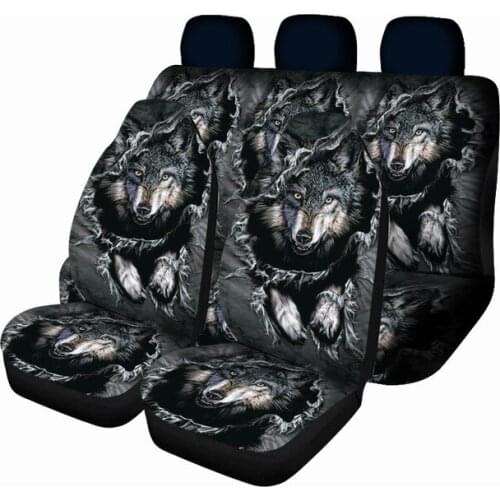 Car Seat Cover Rear Bench and Backrese Seat Covers Wolf Design Soft Pet Seat Protector Pads Fits for Most Car SUV Sedan Truck
