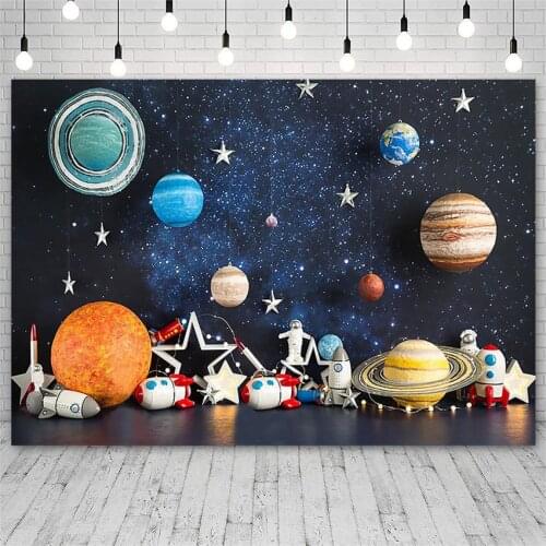 Photography Backdrop Birthday Baby Shower Sci-Fi Universe Spaceship Astronaut Backgrounds Photo Studio Photozone Photocall Decor