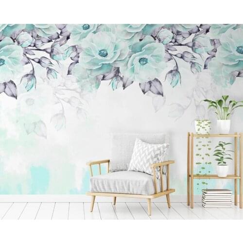 Custom Photo Wallpaper 3d Wallpaper Blue Flower Wall Murals Luxury Wall Papers Home Decor for Living Room Wall Mural Custom