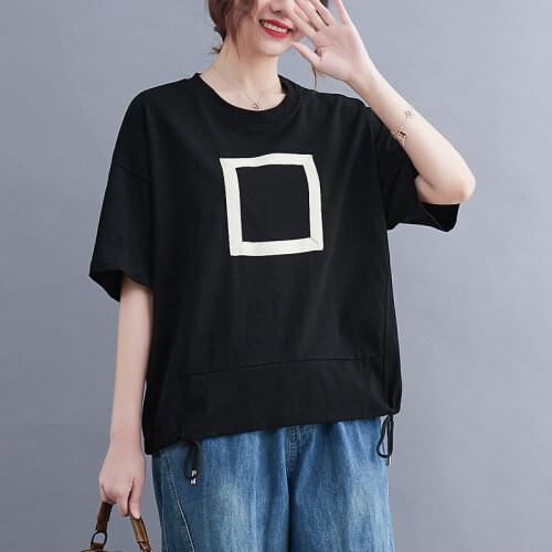 O-neck 100% Cotton tshirt 2021 New Arrival Embroidery Letter Summer T Shirts Loose Tops Women Casual T-shirt Korea Style T Shirt