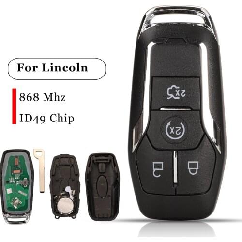Jingyuqin 5pcs 4 Buttons Smart Remote Fob 868 Mhz With ID49 Chip For Lincoln MKC MKX MKZ Replacement