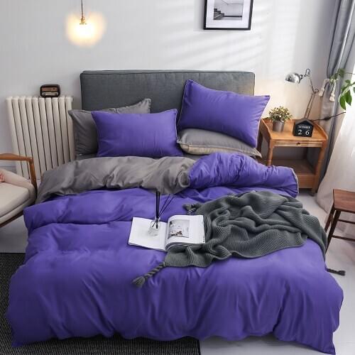 Classic Pure color Bed Linen Bedding Set 3/4pcs Yellow Blue Gray Purple Red color 150x200cm 180x220cm Size Home textile