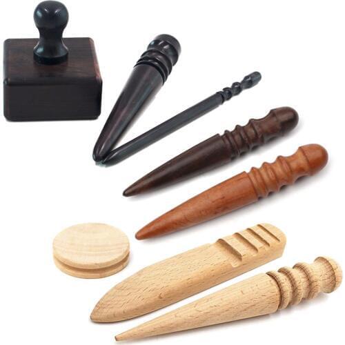 Best, Multi-Size Wood Slicker Leather Leathercraft Solid Wood Round Burnishing Edge for Polished Edge Leather Craft Working Tool