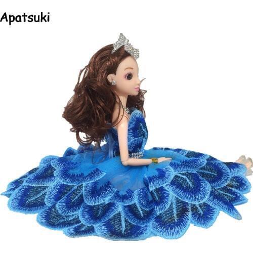 Cute Dancing Costume Peacock Feather One-piece Dress For Barbie Doll 1/6 Fashion Clothes For 1/6 BJD Dolls Kids Toy
