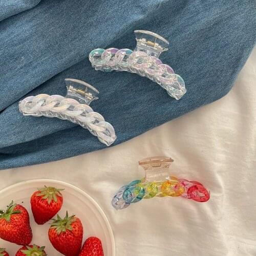 Fashion Hair Clip Korean Retro Colorful Transparent Acrylic Hairpin Irregular Twisted Geometric Women Hair Claw Hair Accessories