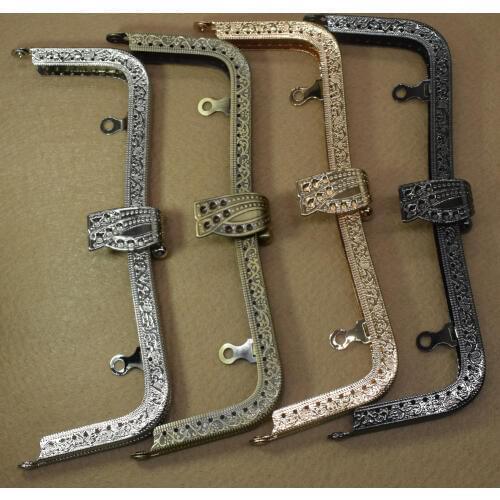 Fashion Buckle Head Leaves 20CM Vintage Knurling Antique Brass Metal Purse Frame Kiss Clasp DIY Accessories Coin Purse