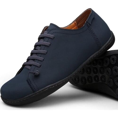 2021 New Men Sneakers for Men Casual Shoes Breathable Spring Fashion Lace Up Split Leather Black Shoes Men Flats Chaussure Homme