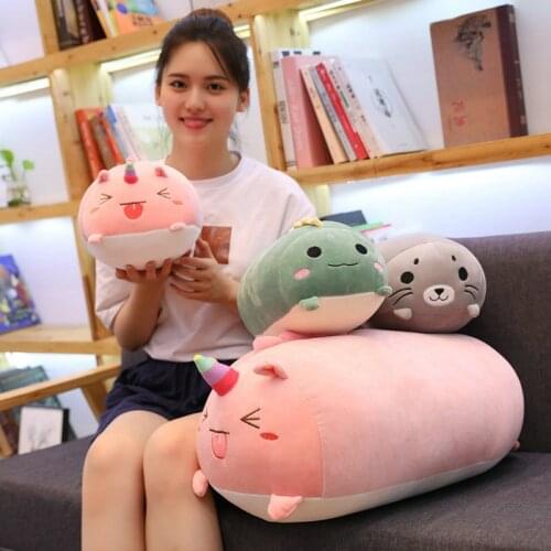 Fatty Animals Plush Toy Long Bolster Sleeping Soft Friend Leg Pillow Overnight Companion Unicorn Dinosaur Seal Chicken Squishy