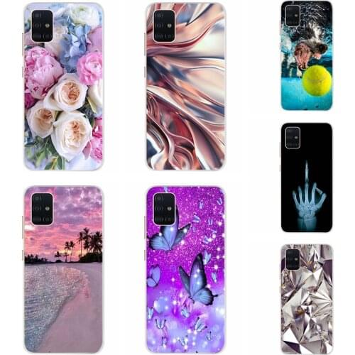 Flowers Cute Patterns Soft TPU Phone Case For Samsung Galaxy A51 Case Shockproof Back Cover For Samsung A51 A515F A 15 Cover