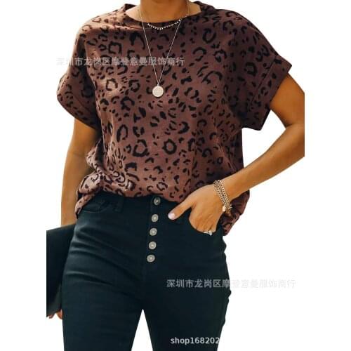 2021 summer new short-sleeved printed round neck T-shirt European and American womens tops