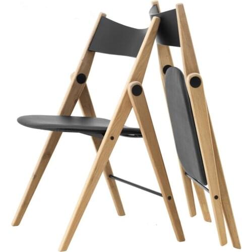 Nordic style dining chair modern simple household solid wood dining chair white oak folding chair leisure chair portable chair