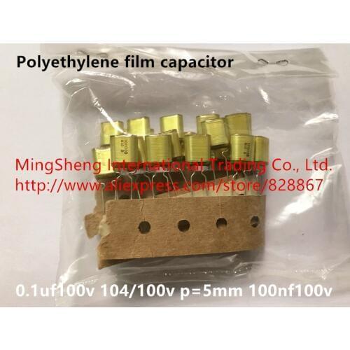 Original new 100% polyethylene film capacitor 0.1uf100v 104/100v p=5mm 100nf100v (Inductor)
