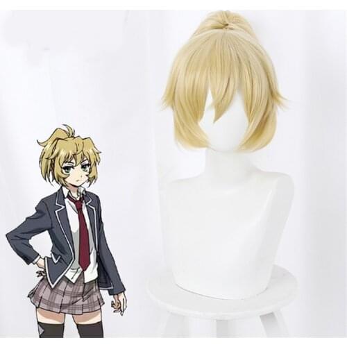 Mayuko Nise Cosplay Wigs Anime Tenkuu Shinpan High-rise Invasion Yellow Ponytail Heat Resistant Hair Halloween Party Cosplay Wig
