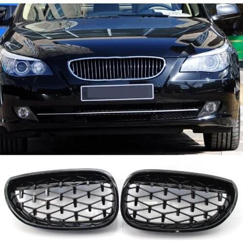 2Pcs Front Kidney Grill Heat-resistant Anti-scratch Gloss Black Center Grille Replacement 51137065702 51137065061 51137065062 fo