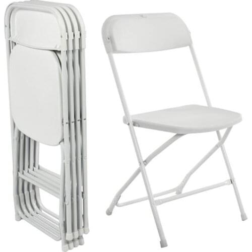 5PCS 40X40CM Portable Plastic Folding Chairs Classic Pure White Outdoor Chair Humanized Treatment Beach Chair