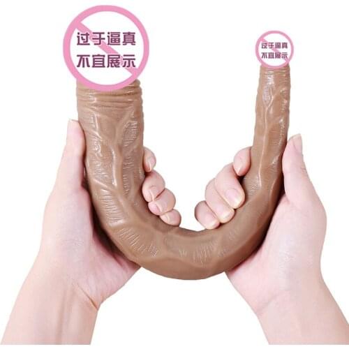 Extra Long Double Big Heads Realistic Dildo Sex Toys for Women Lesbian Vaginal Anal G-spot Stimulate Flexible Aritifical Penis
