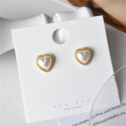 Stud Earrings for Women Pearl Earrings Lovely Girl Heart Simple Earrings Jewelry Wholesale