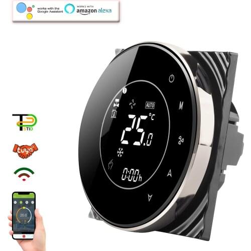 95-240V/24V Touch Screen Heater Cooler Thermostat for Fan Coil 4Pipe WIFI RS485 Function Optional Round Design