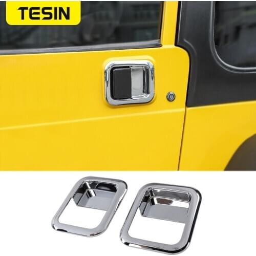 TESIN ABS Car Exterior Door Handle Bowl Trim Cover Decoration Stickers For Jeep Wrangler TJ 1997-2006 Chrome Styling Accessories
