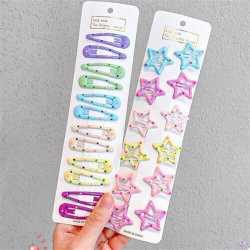 Latest Star Geometric Metal Small Hairpins Set Baby Girls Children Kids Hair Clips Pins Accessories Barrettes Hairclip Headdress
