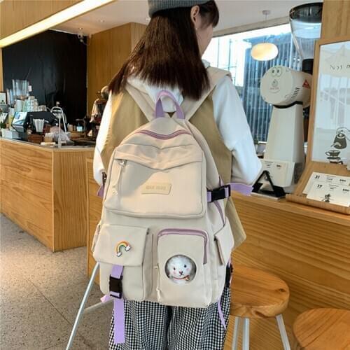 BaoWomen Women Backpacks Nylon Letter Print Portable Zipper Female Backpack Large Capacity travel Shoulder Bag Lady Backpack