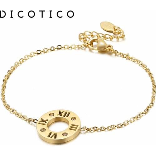 Creative Roman Numerals Wrist Bracelet For Women Stainless Steel Rhinestone Chain Pulseras Jewelry Accessory Women Bracelet 2021
