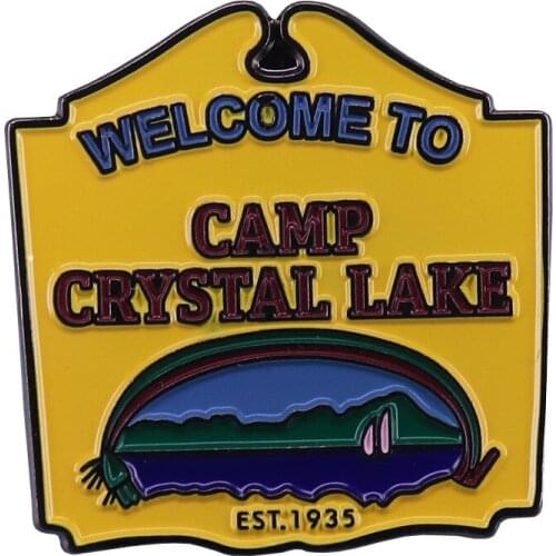 Horror Crystal Lake Hard Enamel Pins Collect Funny Metal Cartoon Brooch Backpack Collar Lapel Badges Fashion Jewelry Gifts