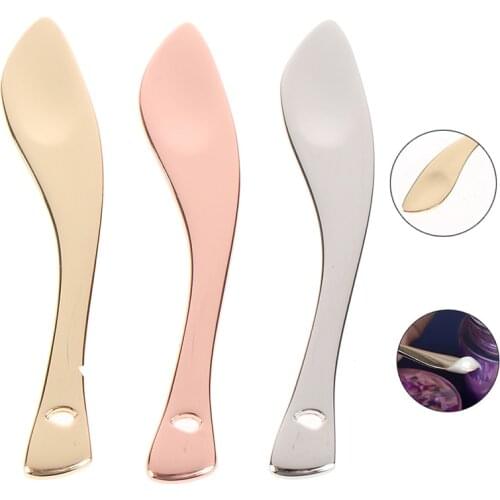 1pcs Metal Curved Cosmetic Spatula Scoops Makeup Mask Spatulas Facial Cream Spoon Beauty Makeup Tool Cosmetic Subpackage Spoon