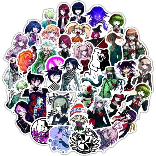 10/50pcs/pack Danganronpa Trigger Happy Havoc Anime Stickers For Refrigerator Car Helmet Box Bicycle Guitar Notebook Skate Trunk