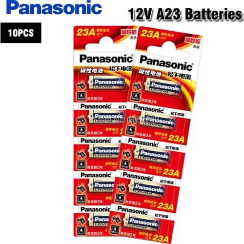 10PCS/LOT 100% Genuine Panasonic 12V 23A A23 MN21 8LR23 VR22 LRV08 Alkaline battery alarm batteries For Calculator Key
