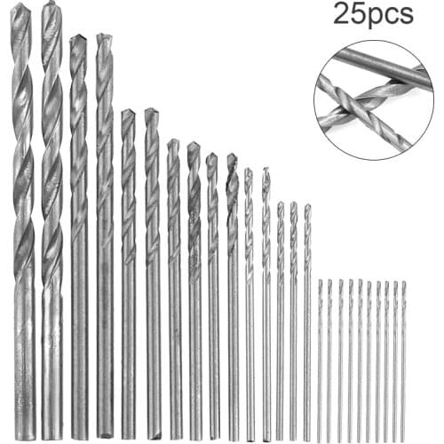 25pcs/lot High Speed Metric HSS Twist Drill Bits Coated Set 0.5MM-3.0MM Stainless Steel Small Cutting Resistance for Hole Punch