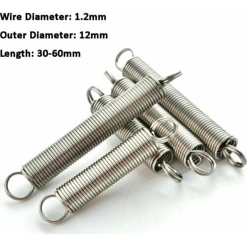 5Pcs Wire Diameter 1.2mm Dual Hook Small Expansion Tension Spring Hardware Accessories 304 Stainless Steel Outer Diameter 12mm