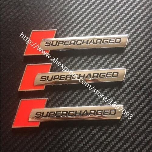 50pcs New Car Styling 3D Chrome Metal SUPERCHARGED Emblems Badge Decal Sticker