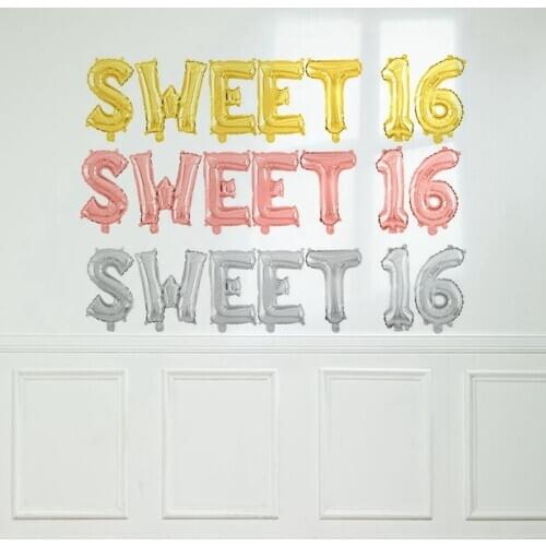 7pcs/lot Rose Gold Sweet 16inch Sixteen 16th Birthday Party Decoration Sweet Girls Happy Birthday Donut Balloon Event Supplies