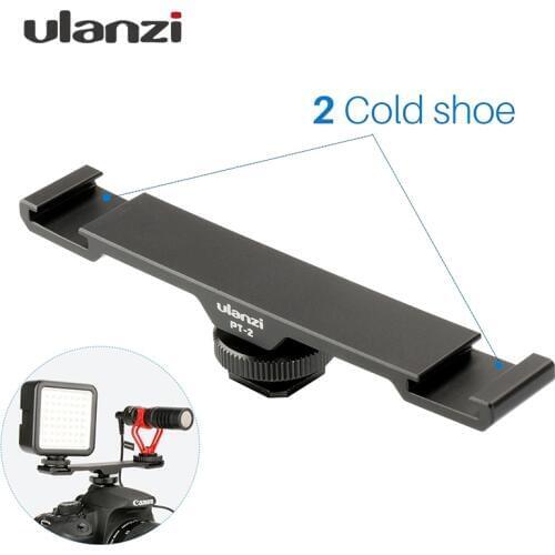 Ulanzi Microphone accessories Dual Hot Shoe Mount Extension Bracket Bar Plate Adapter 1/4" for BY-MM1