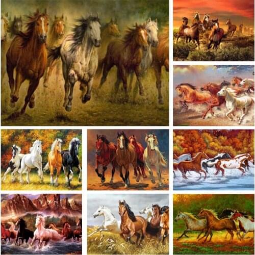 5D DIY Running Horse Diamond Painting Art Picture Full Square Full Diamond Embroidery Mosaic Home Decoration Rhinestone Gift Kit