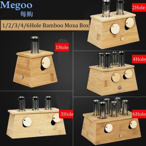 1/2/3/4/6Hole Bamboo Moxa Moxibustion Box Automatically Push Moxa Stick Roll Burner For Acupuncture Points Moxibustion Massage