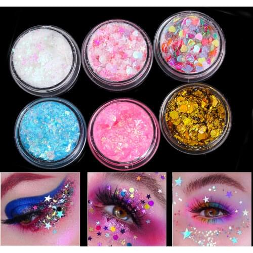 Hot Sale Glitter Glam Liquid Skin Sparkle Eye Glitter Hair Body Face Glitter Gel Flash Heart Loose Sequins Eyeshadow Cream