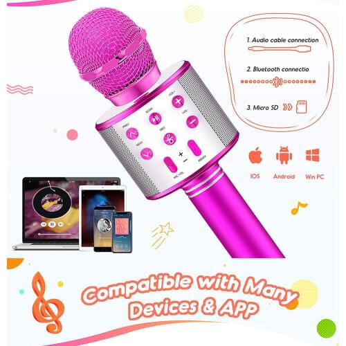 Bluetooth Karaoke Portable Wireless Karaoke Microphone Home KTV Player For Kids Professional Speaker Handheld For Party Singing