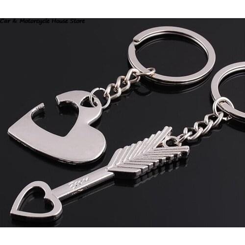 1 Set Cupid Men Women Keyring Silver Creative Key Chains Lovers Gift Couple Heart Keychain
