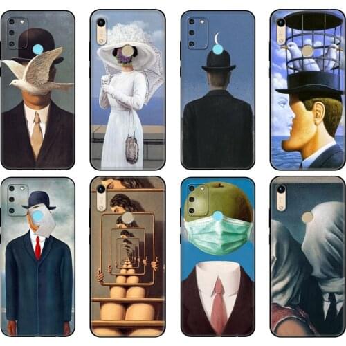 Black tpu Case For Honor 8a Prime 8s 9 10X Lite 9A 9C 9X Premium Pro 9S Case Cover Rene Magritte
